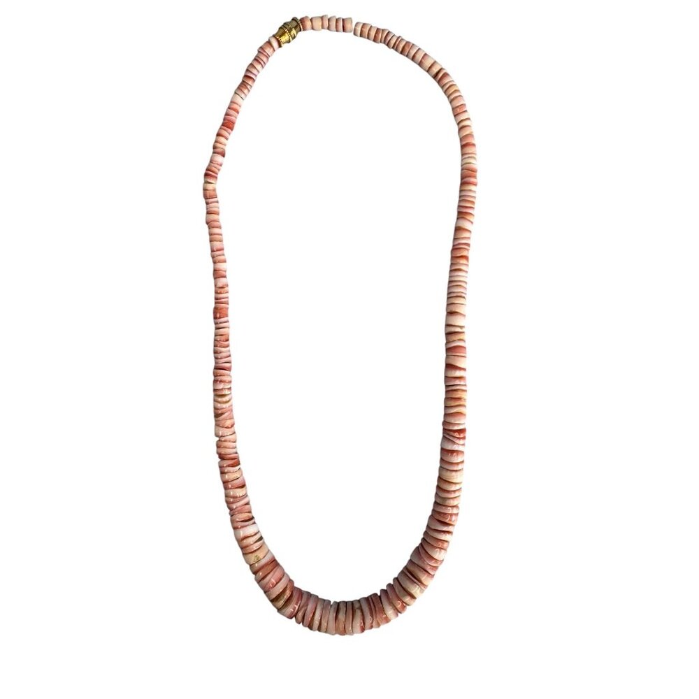 Spiny Oyster Puma Shell Heshi Tribal Necklace 17 1/2" - Picture 2 of 8